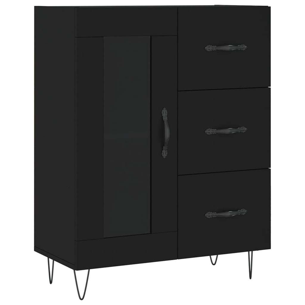 Servanta, negru, 69,5x34x90 cm, lemn compozit