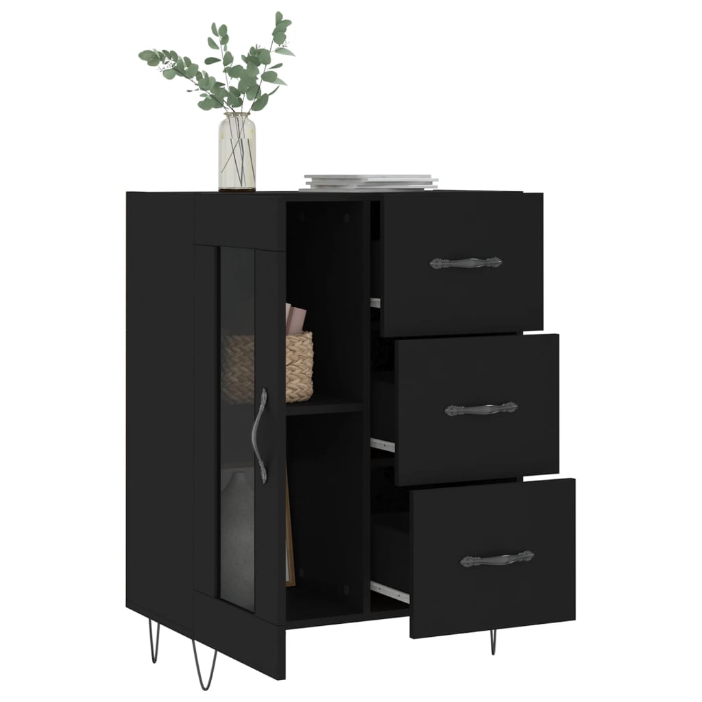 Servanta, negru, 69,5x34x90 cm, lemn compozit — imaginea 4