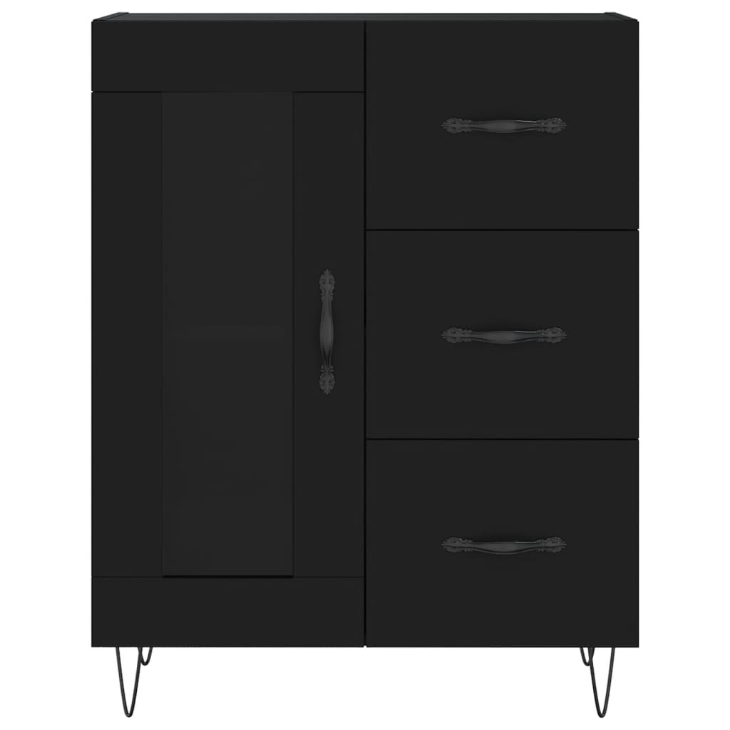 Servanta, negru, 69,5x34x90 cm, lemn compozit — imaginea 5