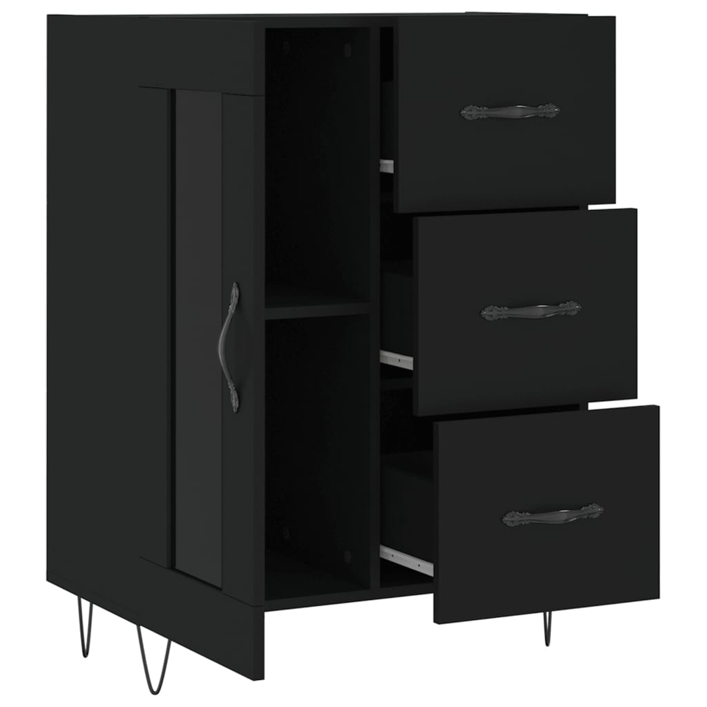 Servanta, negru, 69,5x34x90 cm, lemn compozit — imaginea 6