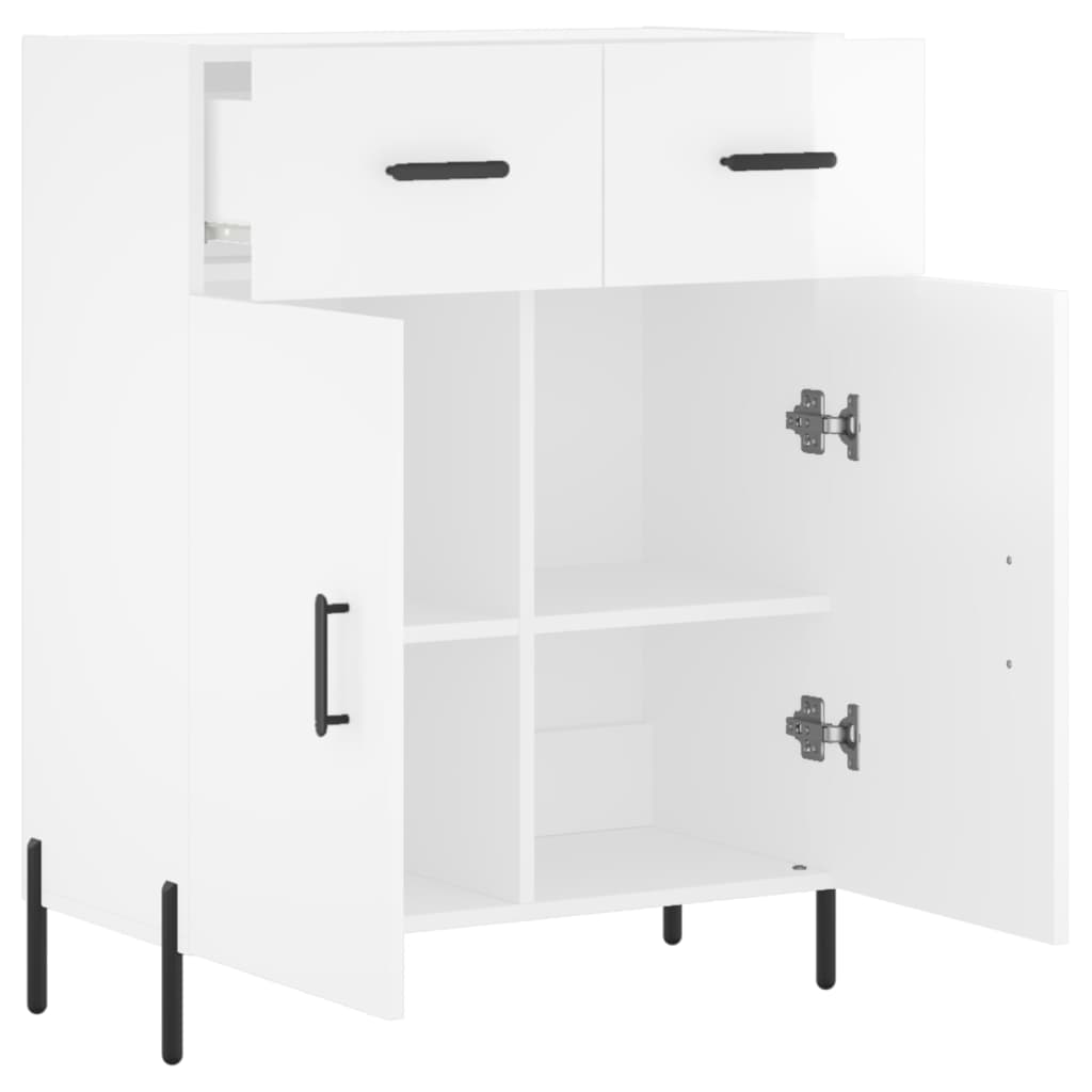 Servanta, alb extralucios, 69,5x34x90 cm, lemn compozit — imaginea 5
