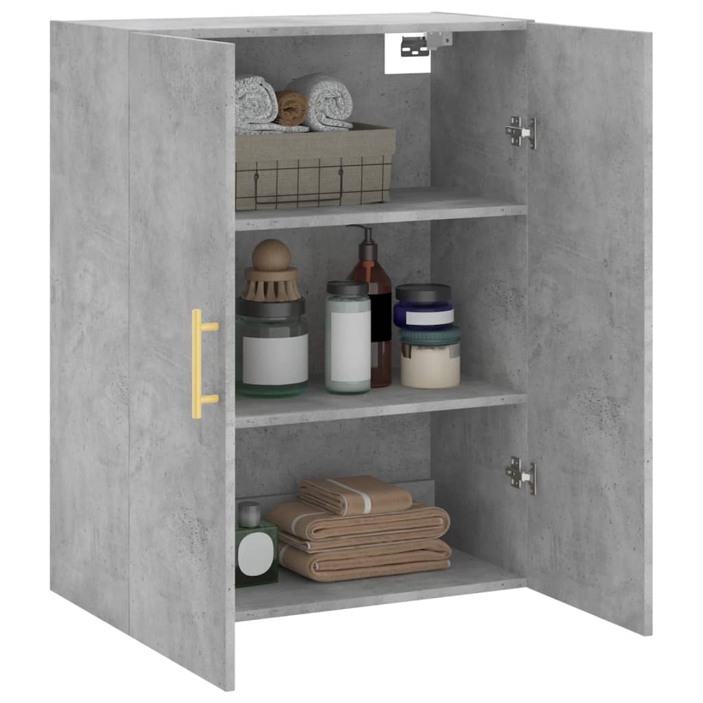 Dulap cu montaj pe perete, gri beton, 69,5x34x90 cm — imaginea 5