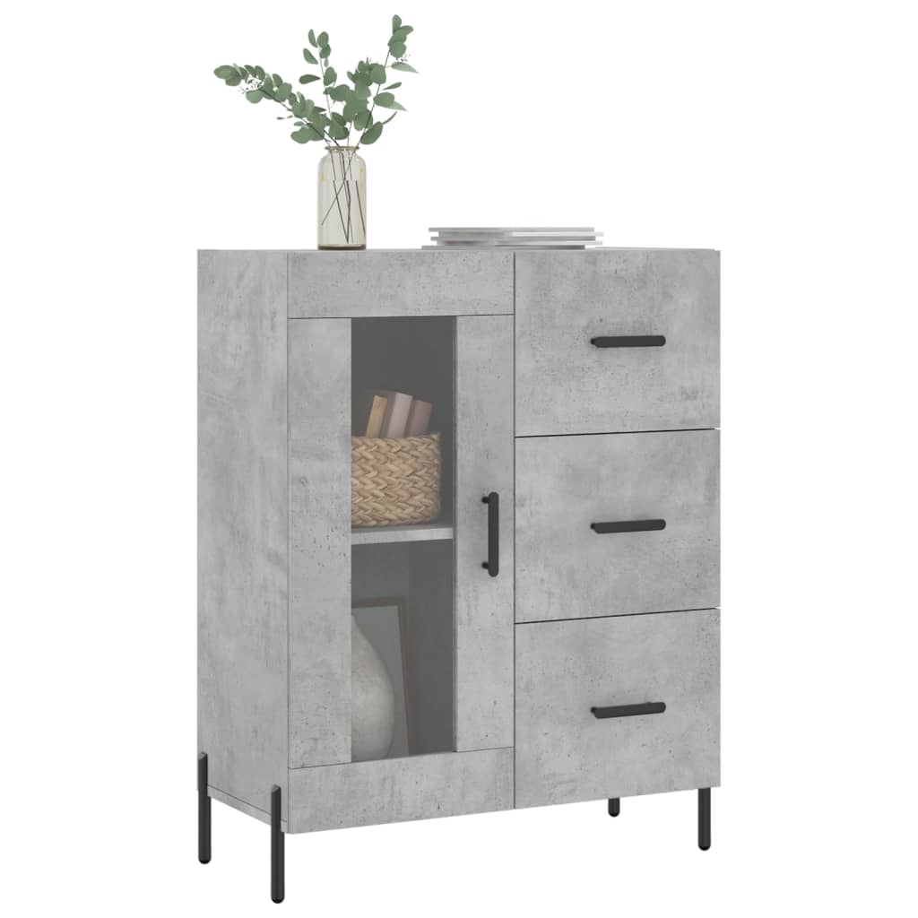 Servanta, gri beton, 69,5x34x90 cm, lemn compozit — imaginea 3