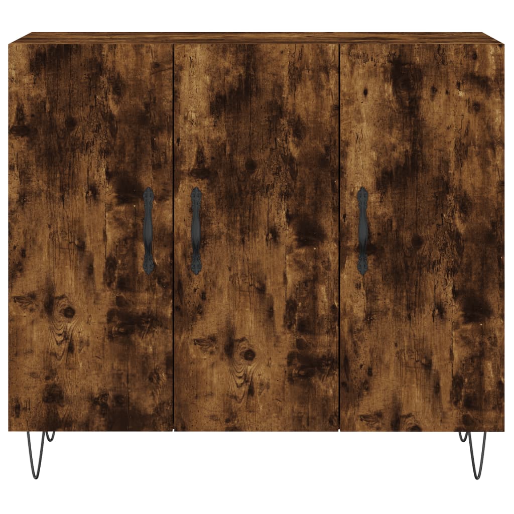 Servanta, stejar fumuriu, 90x34x80 cm, lemn compozit — imaginea 6