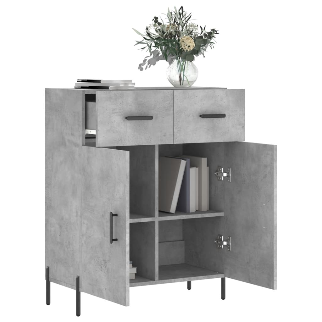Servanta, gri beton, 69,5x34x90 cm, lemn compozit — imaginea 4