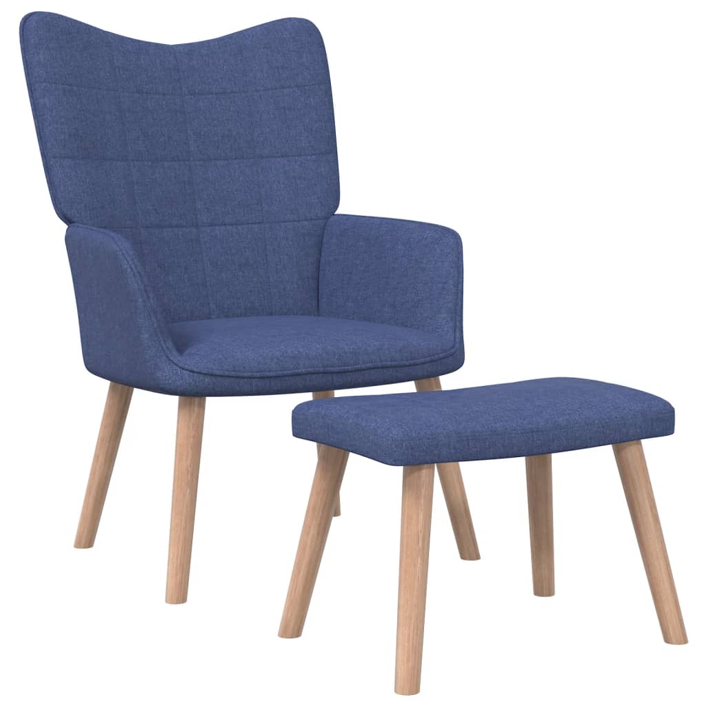 Fotoliu de relaxare cu taburet, albastru, textil