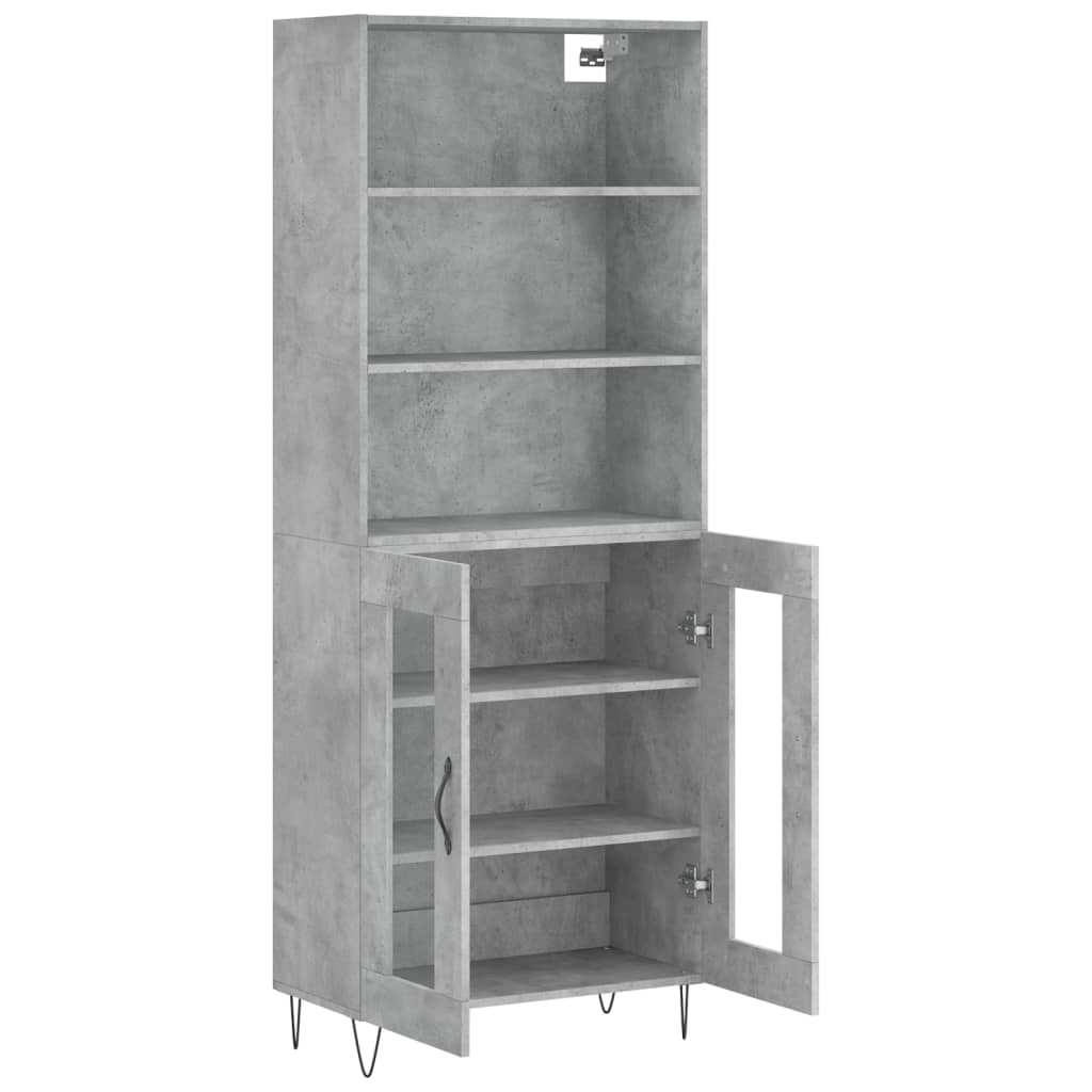 Dulap inalt, gri beton, 69,5x34x180, lemn compozit — imaginea 4