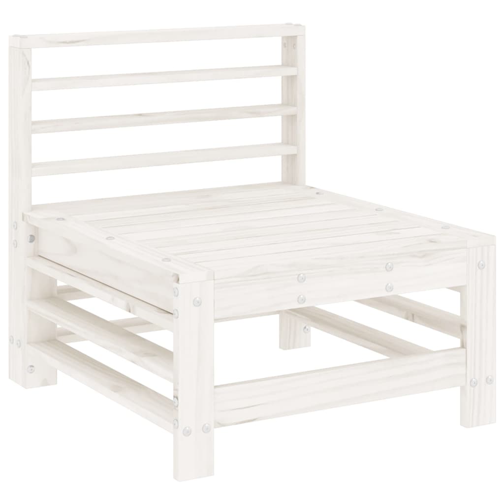 Set mobilier relaxare de gradina 5 piese alb lemn masiv de pin — imaginea 4