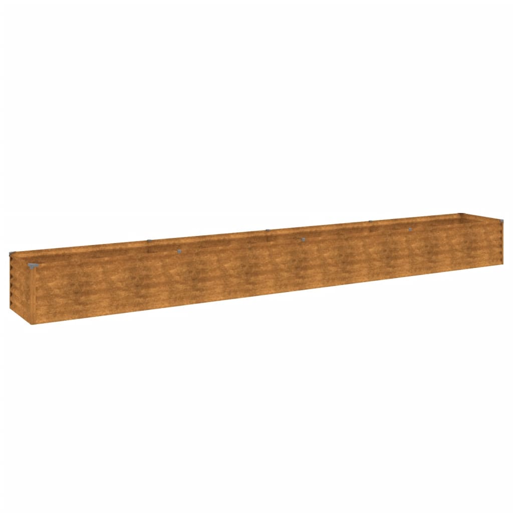 Strat inaltat de gradina, 386x50x36 cm, otel corten