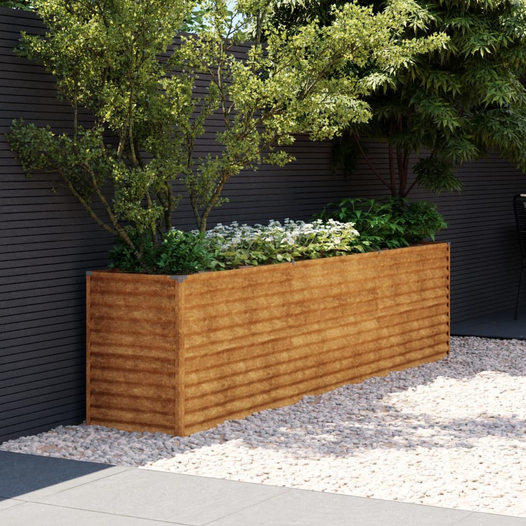 Strat inaltat de gradina, 291x50x69 cm, otel corten — imaginea 2