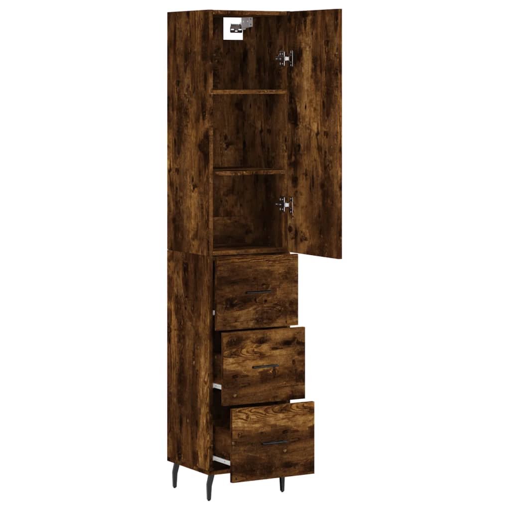 Dulap inalt, stejar fumuriu, 34,5x34x180 cm, lemn prelucrat — imaginea 4