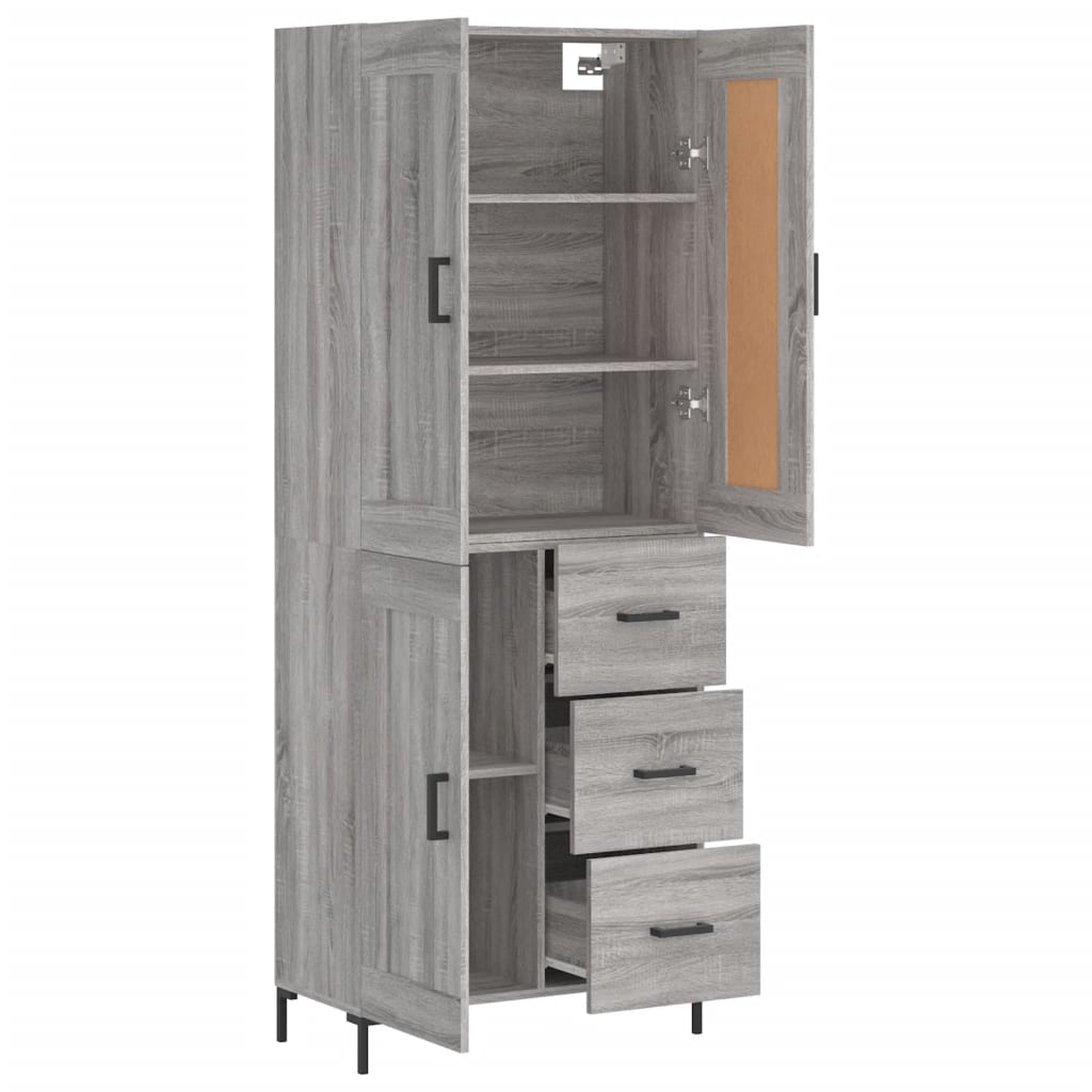Dulap inalt, gri sonoma, 69,5x34x180 cm, lemn compozit — imaginea 4