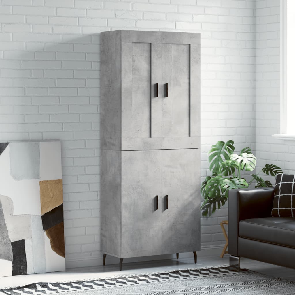 Dulap inalt, gri beton, 69,5x34x180, lemn compozit — imaginea 2
