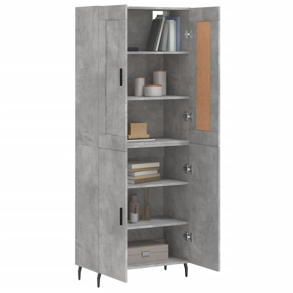 Dulap inalt, gri beton, 69,5x34x180, lemn compozit — imaginea 3