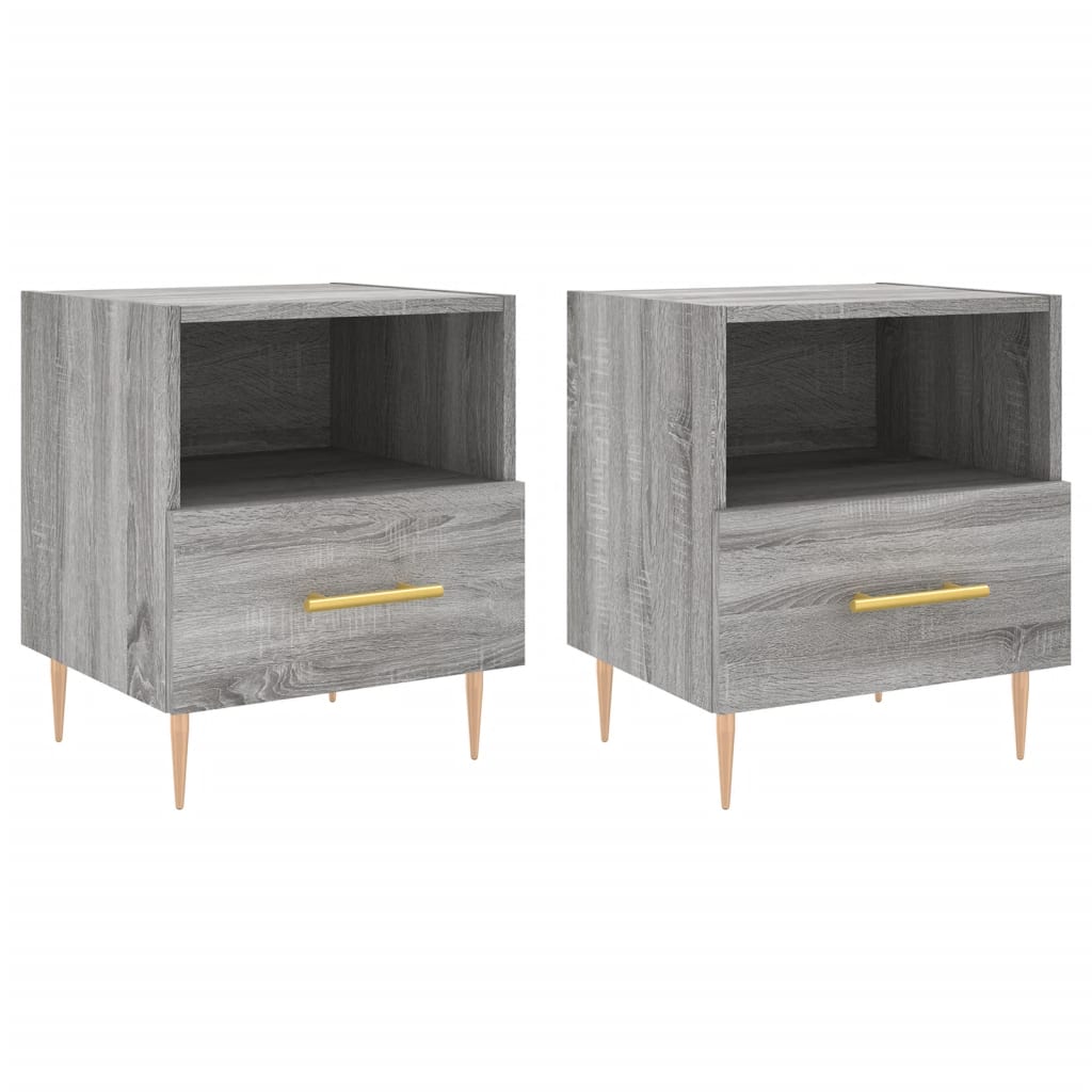 Noptiere, 2 buc., gri sonoma, 40x35x47,5 cm, lemn compozit