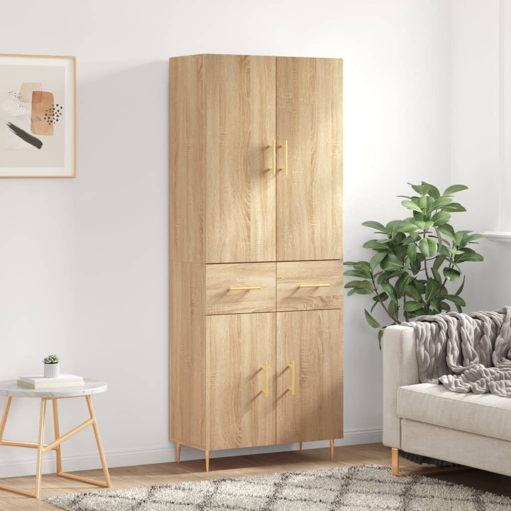 Dulap inalt, stejar sonoma, 69,5x34x180 cm, lemn compozit — imaginea 2
