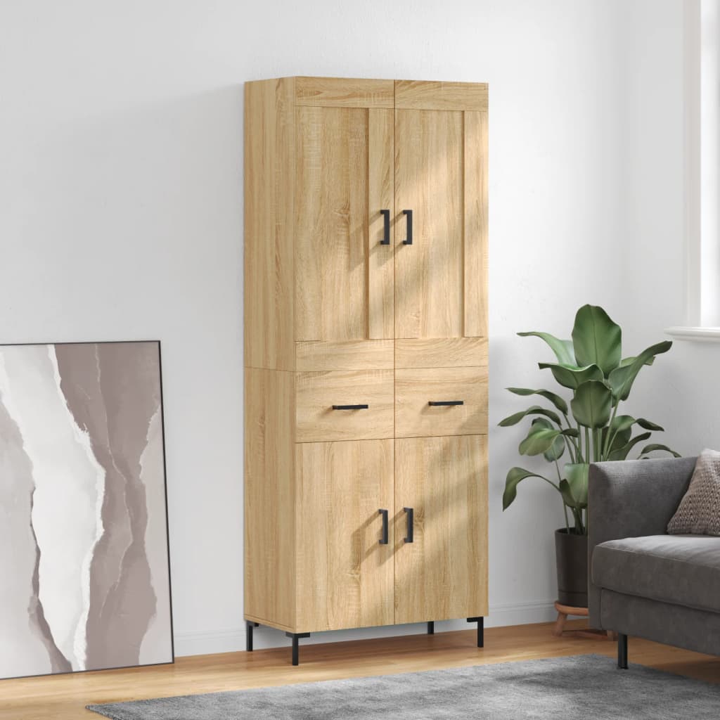 Dulap inalt, stejar sonoma, 69,5x34x180 cm, lemn compozit — imaginea 2