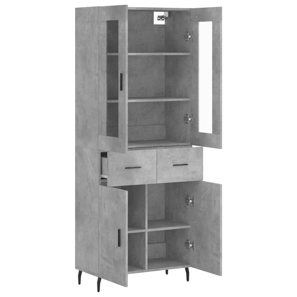 Dulap inalt, gri beton, 69,5x34x180, lemn compozit — imaginea 4