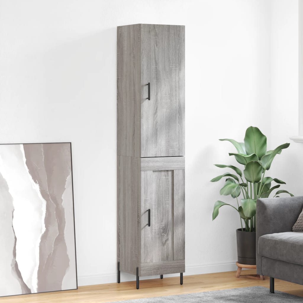 Dulap inalt, gri sonoma, 34,5x34x180 cm, lemn prelucrat — imaginea 2