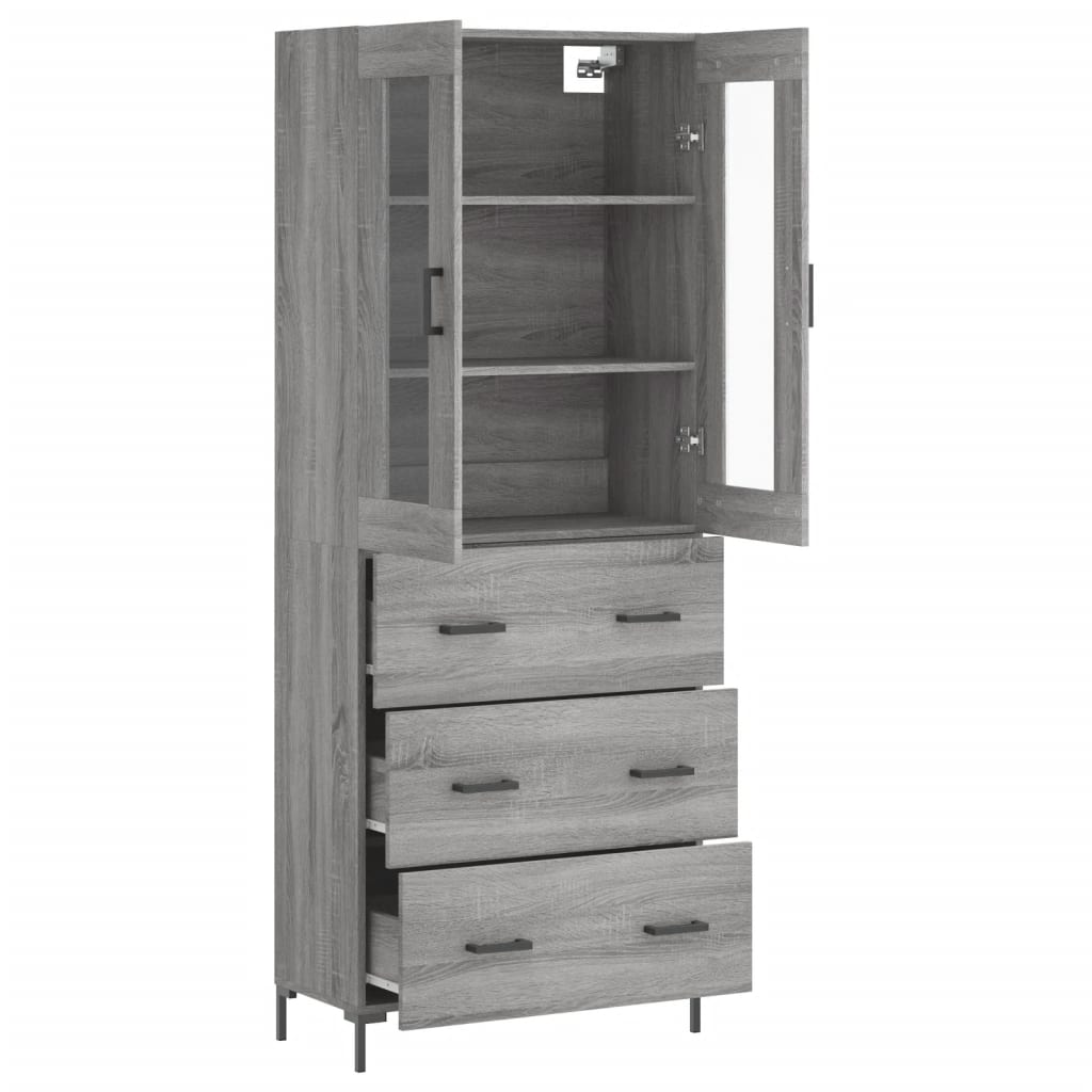 Dulap inalt, gri sonoma, 69,5x34x180 cm, lemn compozit — imaginea 4