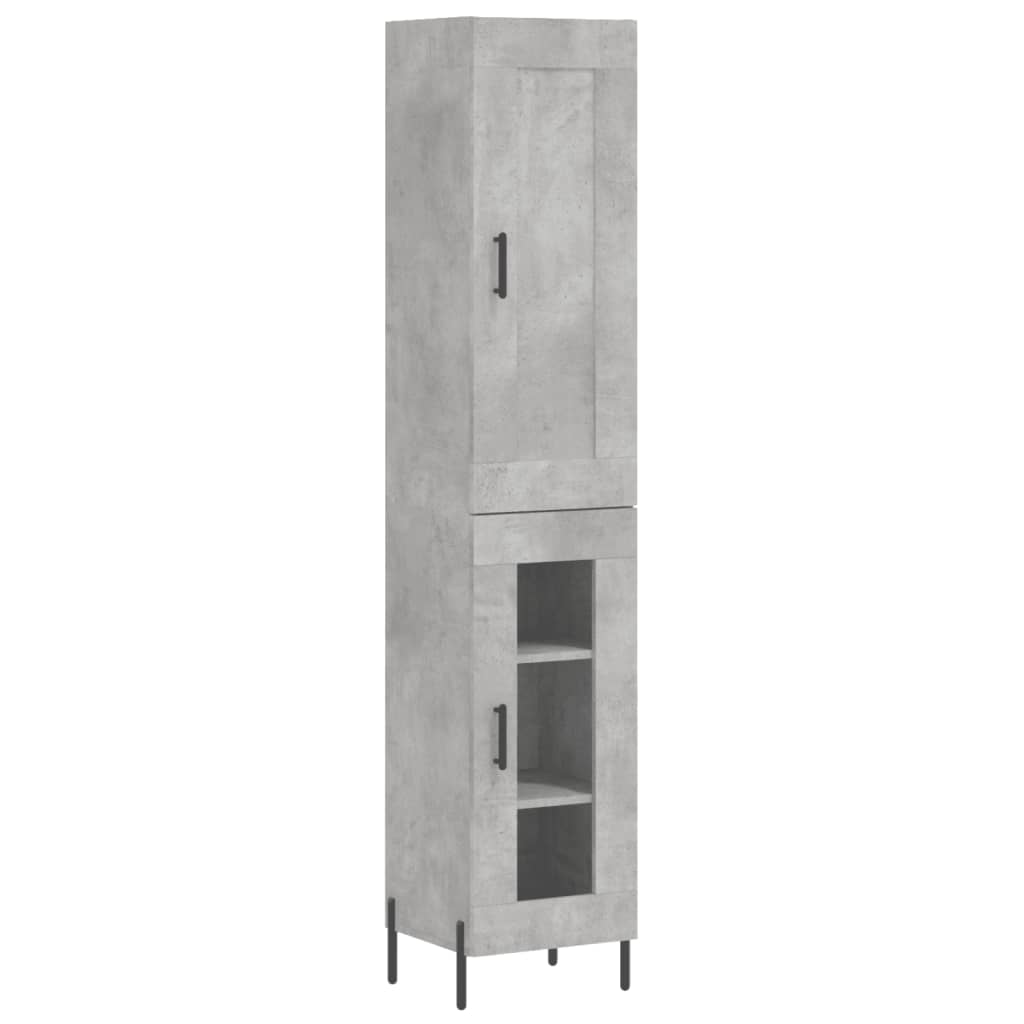 Dulap inalt, gri beton, 34,5x34x180 cm, lemn prelucrat