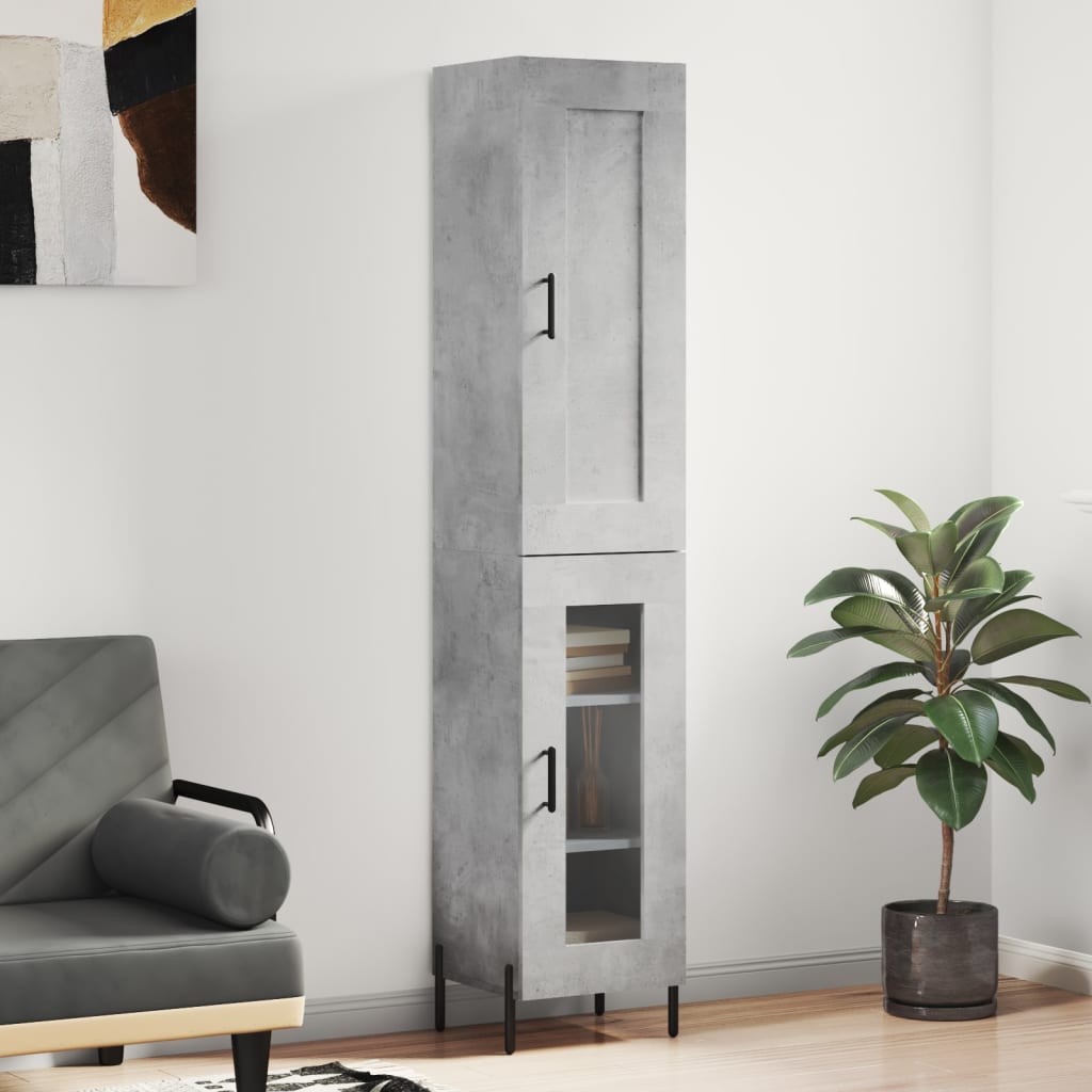 Dulap inalt, gri beton, 34,5x34x180 cm, lemn prelucrat — imaginea 2