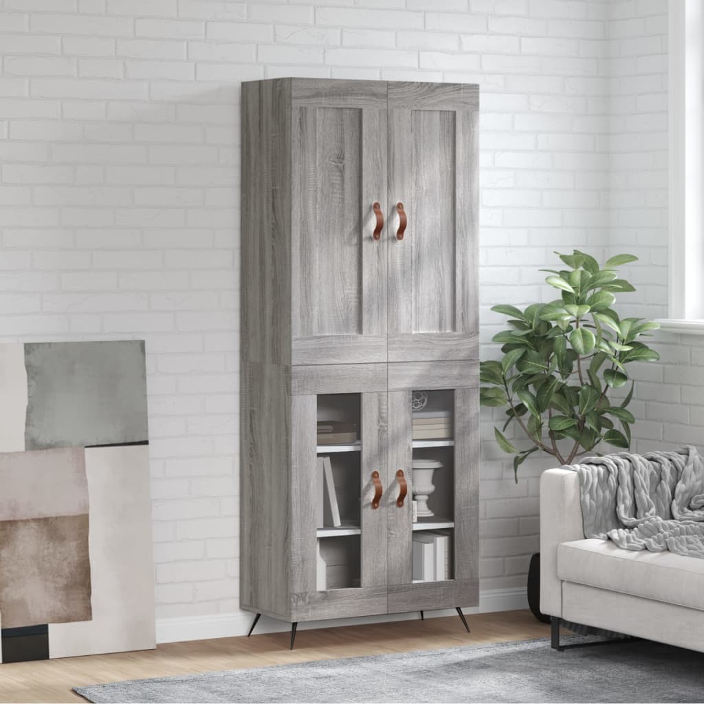 Dulap inalt, gri sonoma, 69,5x34x180 cm, lemn compozit — imaginea 2