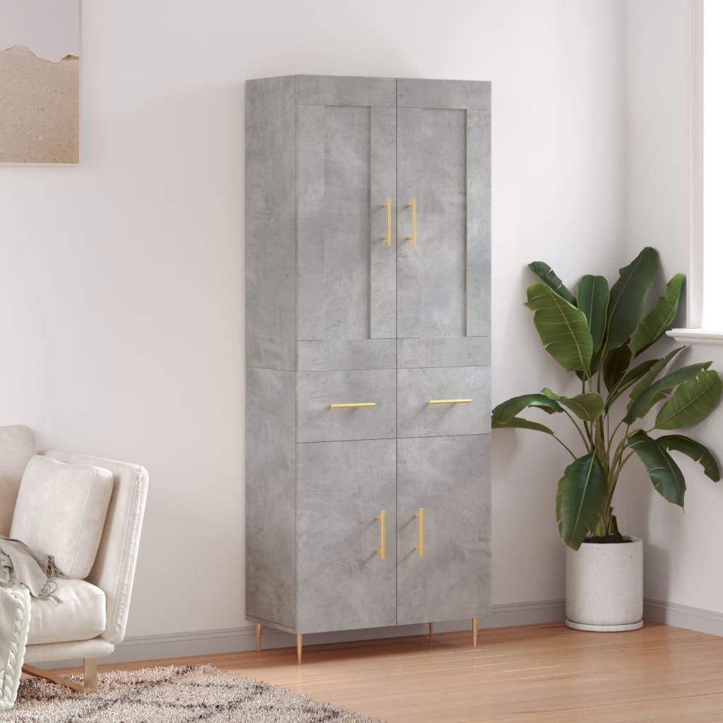 Dulap inalt, gri beton, 69,5x34x180, lemn compozit — imaginea 2