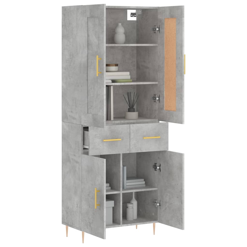 Dulap inalt, gri beton, 69,5x34x180, lemn compozit — imaginea 3