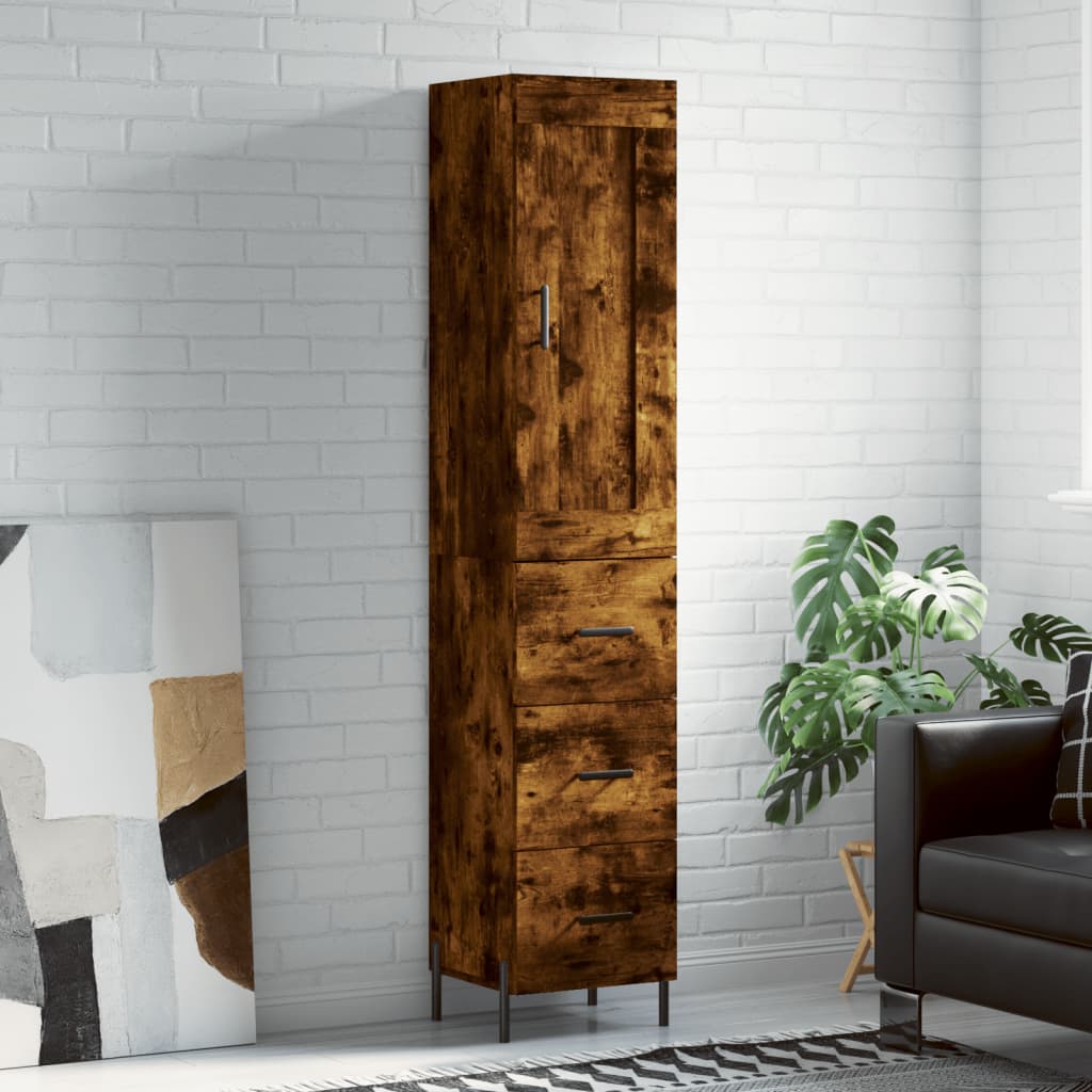 Dulap inalt, stejar fumuriu, 34,5x34x180 cm, lemn prelucrat — imaginea 2