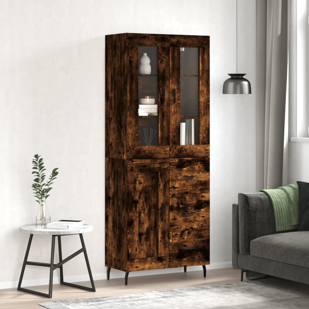 Dulap inalt, stejar fumuriu, 69,5x34x180, lemn compozit — imaginea 2