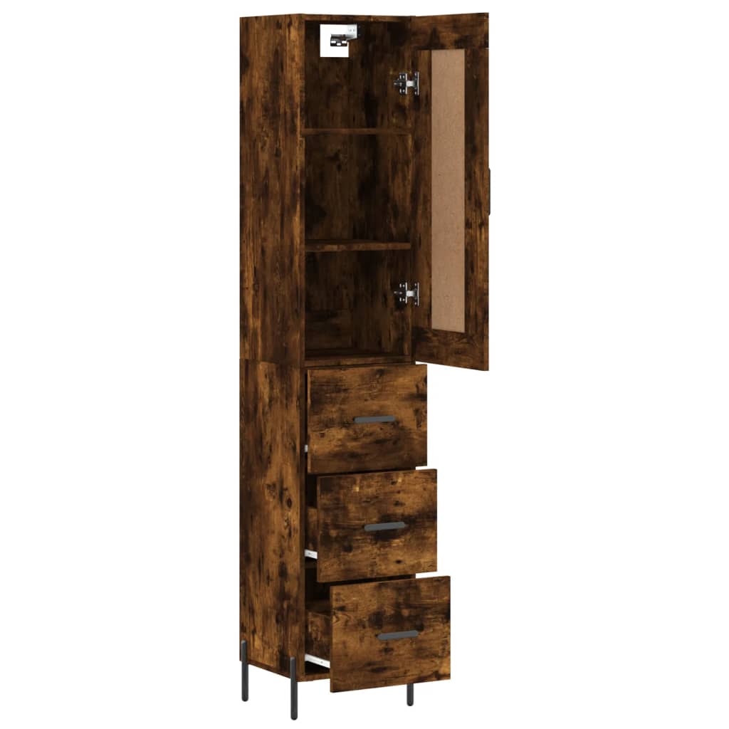 Dulap inalt, stejar fumuriu, 34,5x34x180 cm, lemn prelucrat — imaginea 4