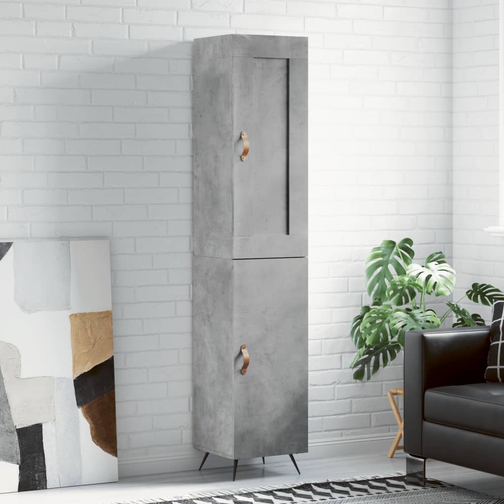 Dulap inalt, gri beton, 34,5x34x180 cm, lemn prelucrat — imaginea 2