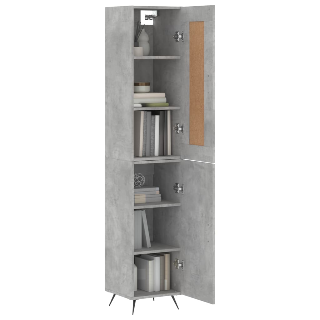 Dulap inalt, gri beton, 34,5x34x180 cm, lemn prelucrat — imaginea 3