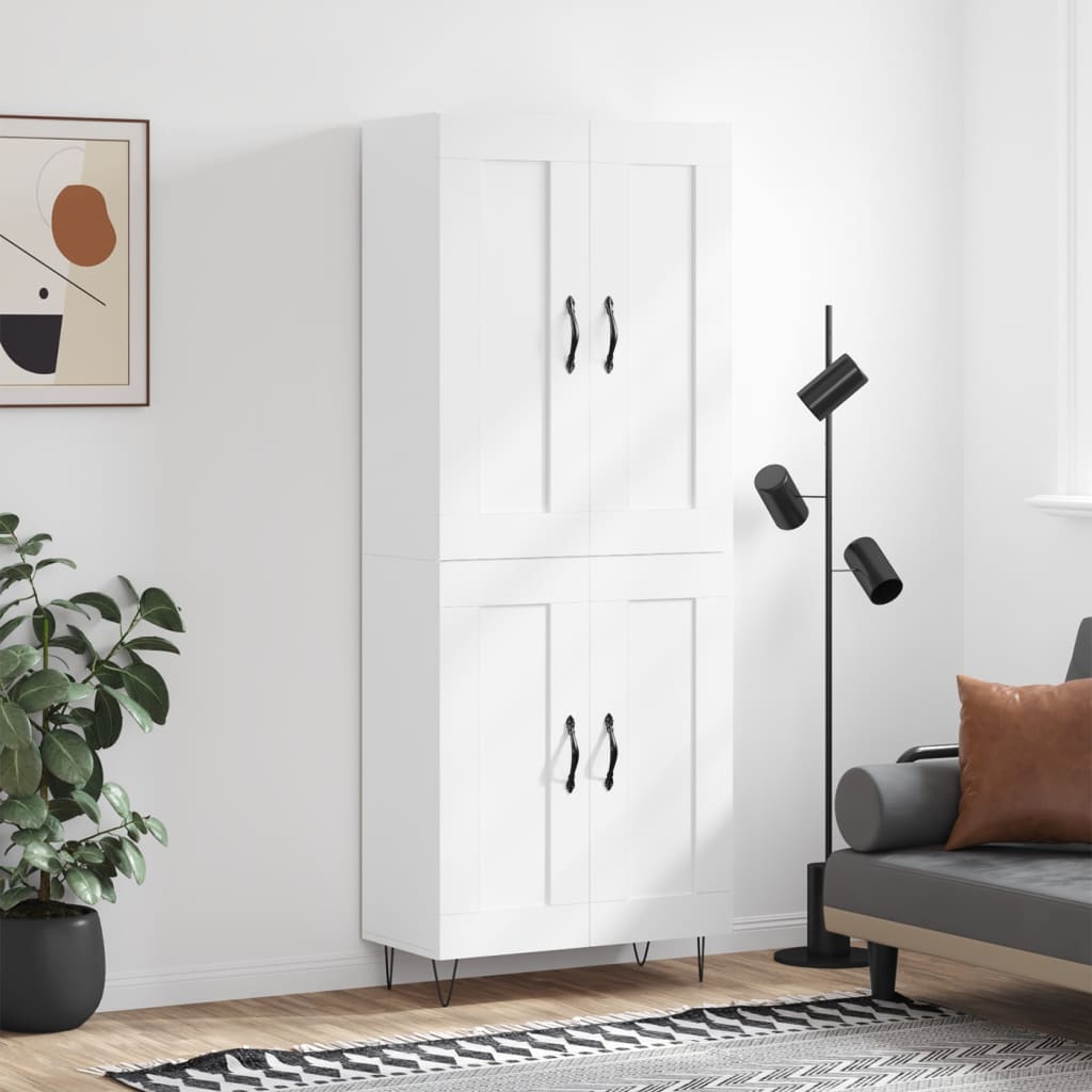 Dulap inalt, alb, 69,5x34x180 cm, lemn compozit — imaginea 2