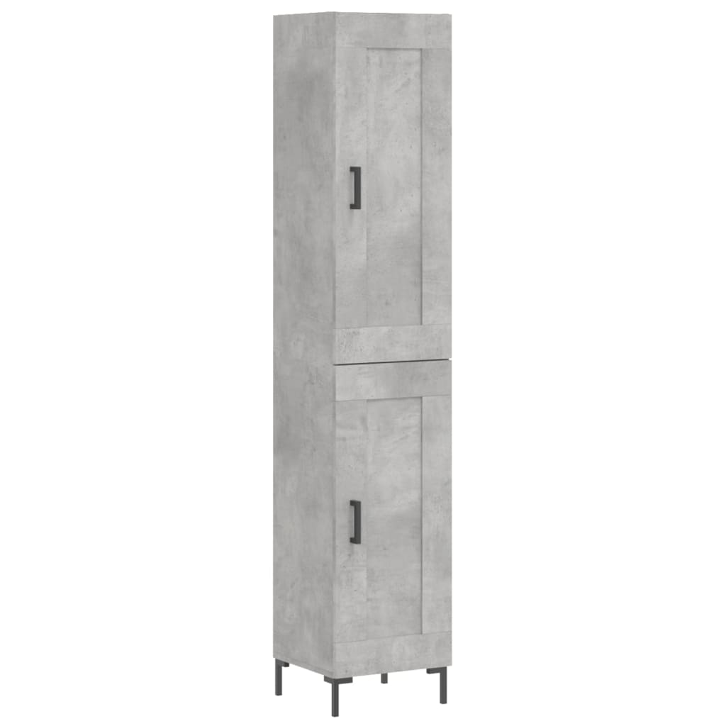 Dulap inalt, gri beton, 34,5x34x180 cm, lemn prelucrat