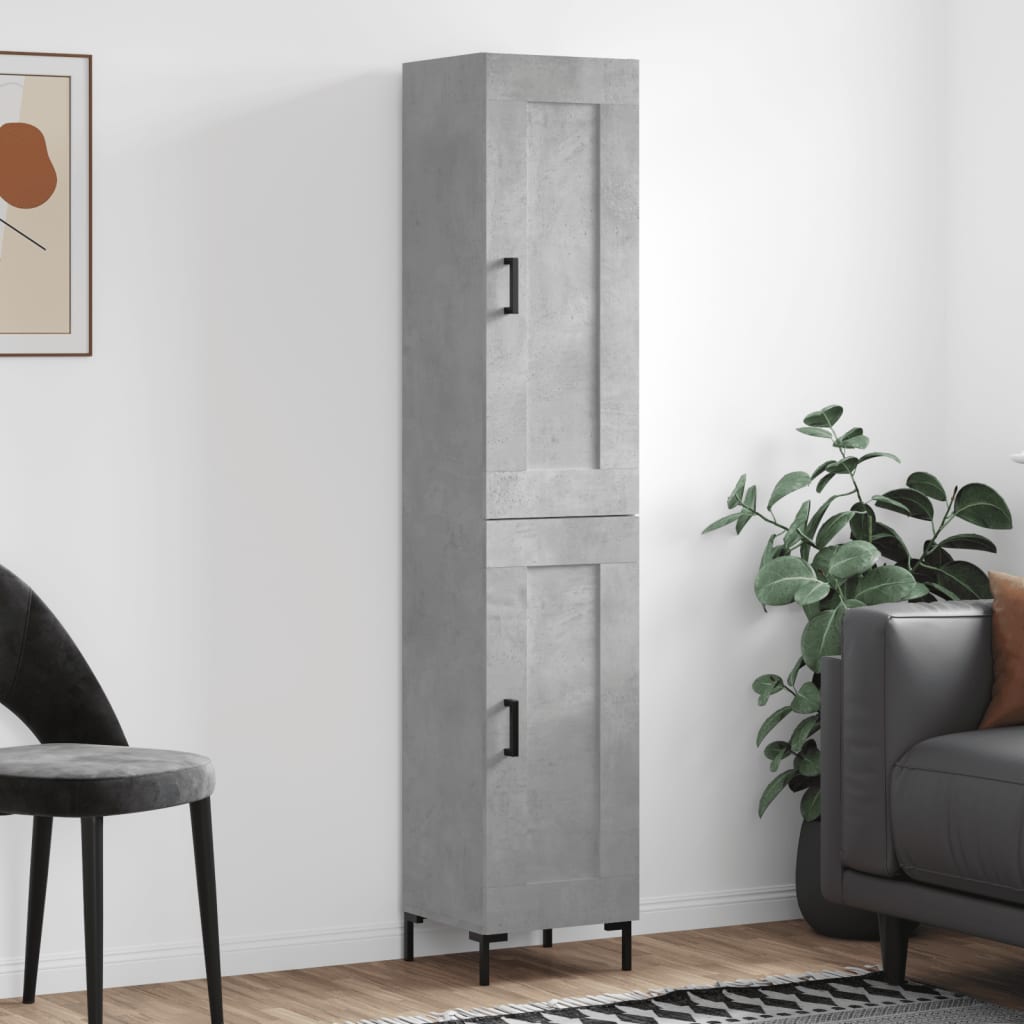 Dulap inalt, gri beton, 34,5x34x180 cm, lemn prelucrat — imaginea 2