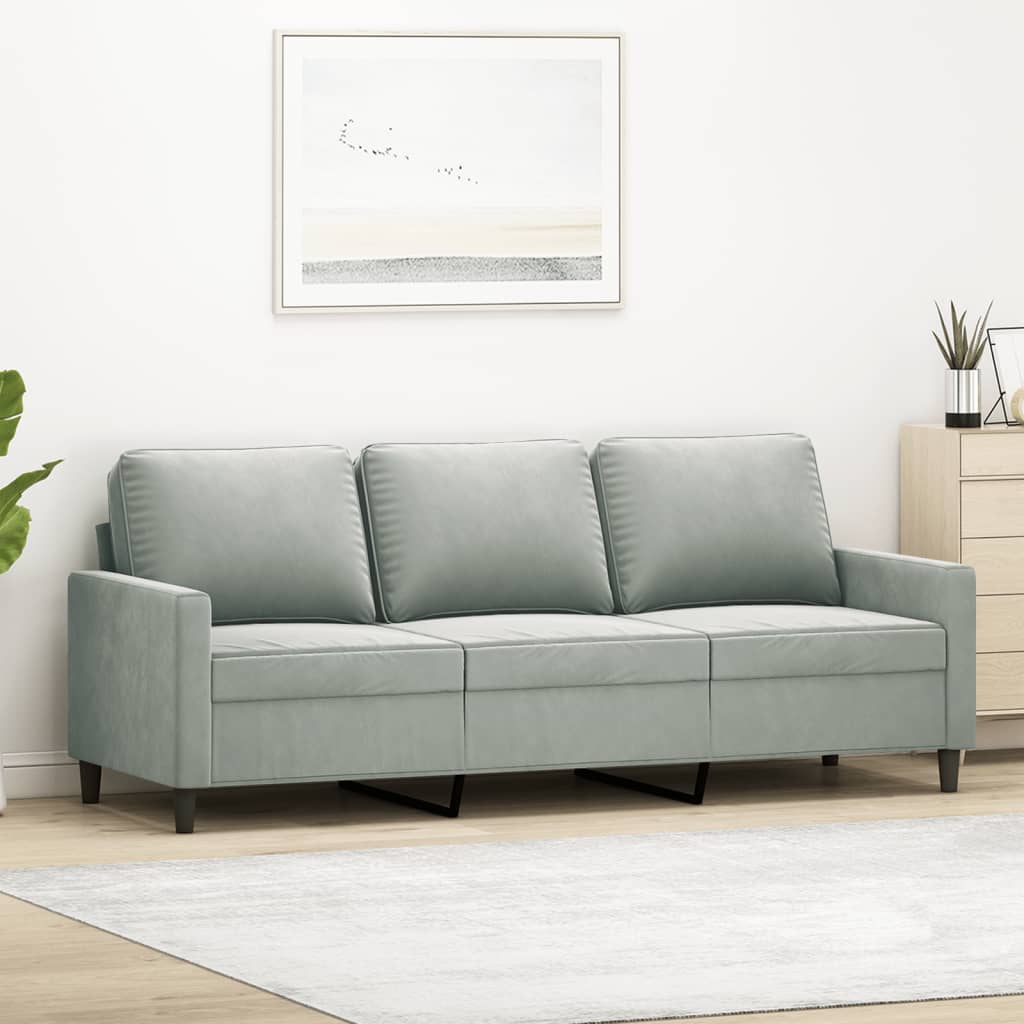 Canapea cu 3 locuri, gri deschis, material 180CM catifea — imaginea 2