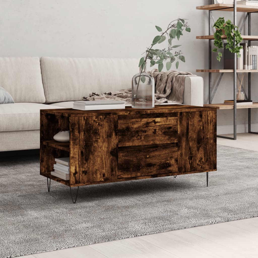 Masuta de cafea, stejar afumat, 102x44,5x50 cm, lemn prelucrat — imaginea 2