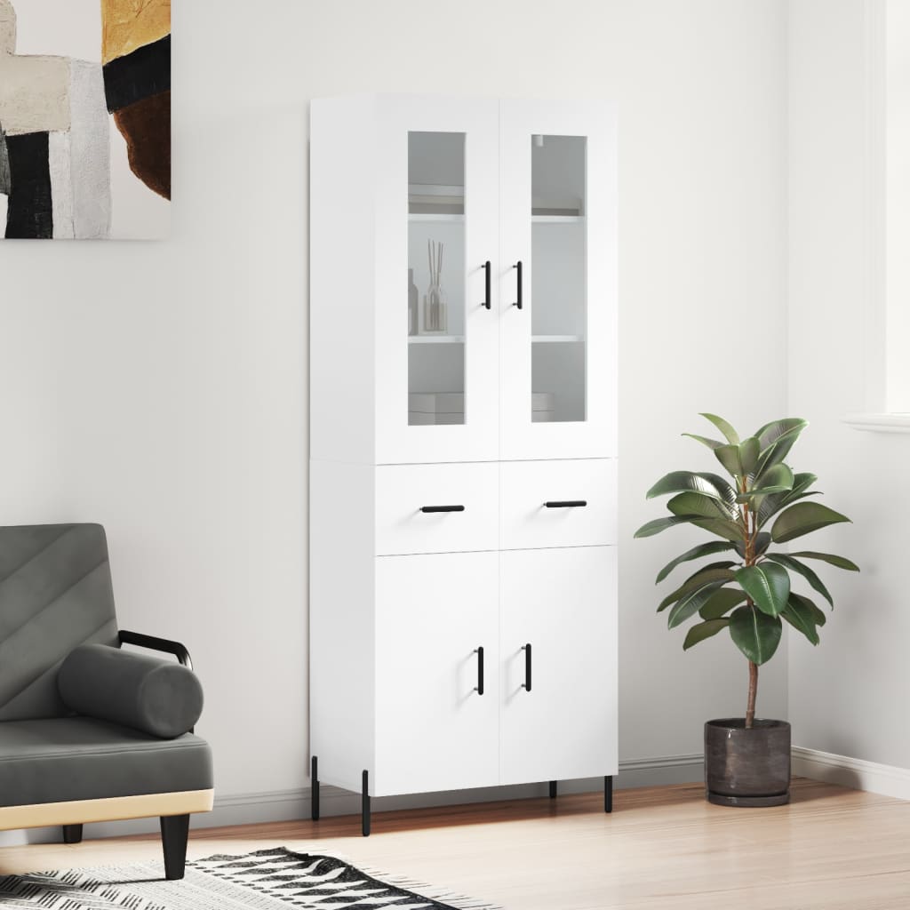 Dulap inalt, alb, 69,5x34x180 cm, lemn compozit — imaginea 2
