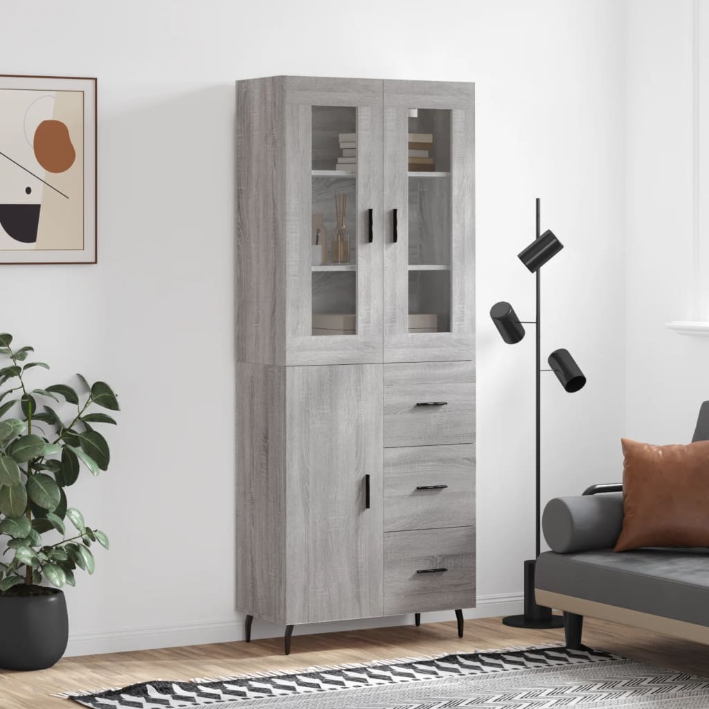 Dulap inalt, gri sonoma, 69,5x34x180 cm, lemn compozit — imaginea 2