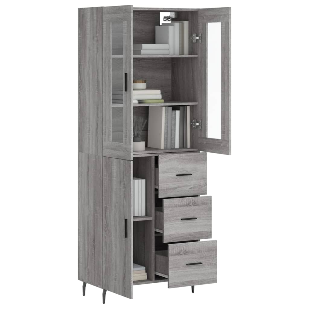 Dulap inalt, gri sonoma, 69,5x34x180 cm, lemn compozit — imaginea 3