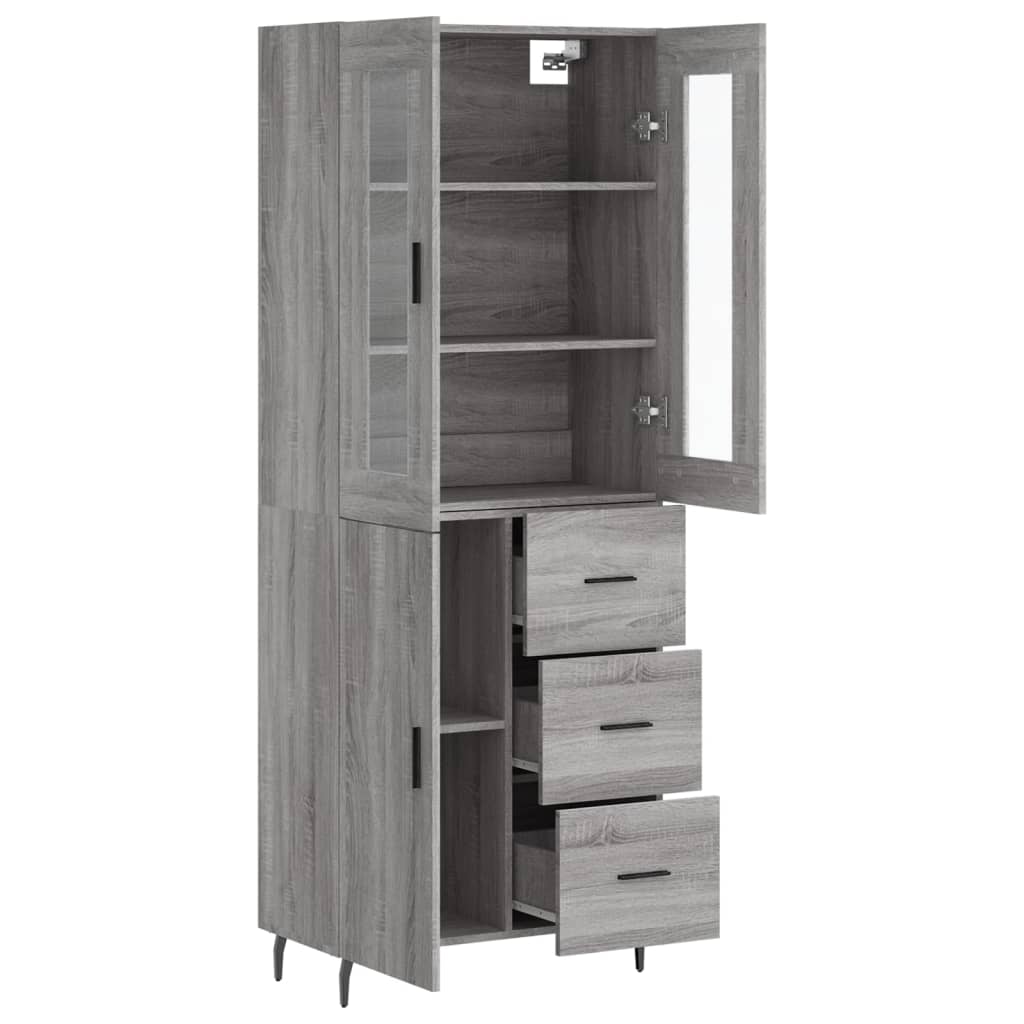 Dulap inalt, gri sonoma, 69,5x34x180 cm, lemn compozit — imaginea 4