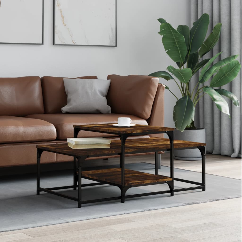 Masuta de cafea, stejar afumat, 102x60x45 cm, lemn prelucrat — imaginea 2