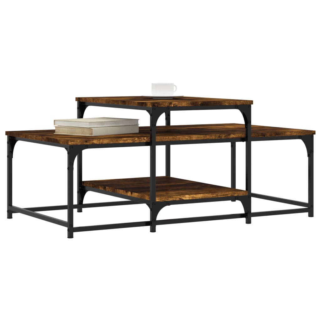 Masuta de cafea, stejar afumat, 102x60x45 cm, lemn prelucrat — imaginea 3