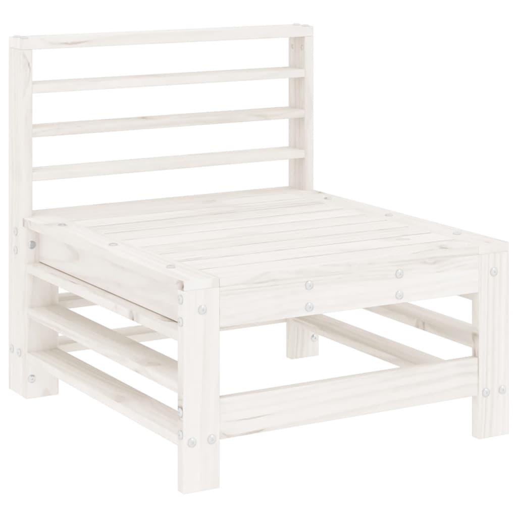Set mobilier de gradina, 7 piese, alb, lemn masiv de pin — imaginea 4