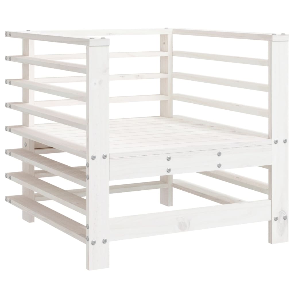 Set mobilier de gradina, 7 piese, alb, lemn masiv de pin — imaginea 5