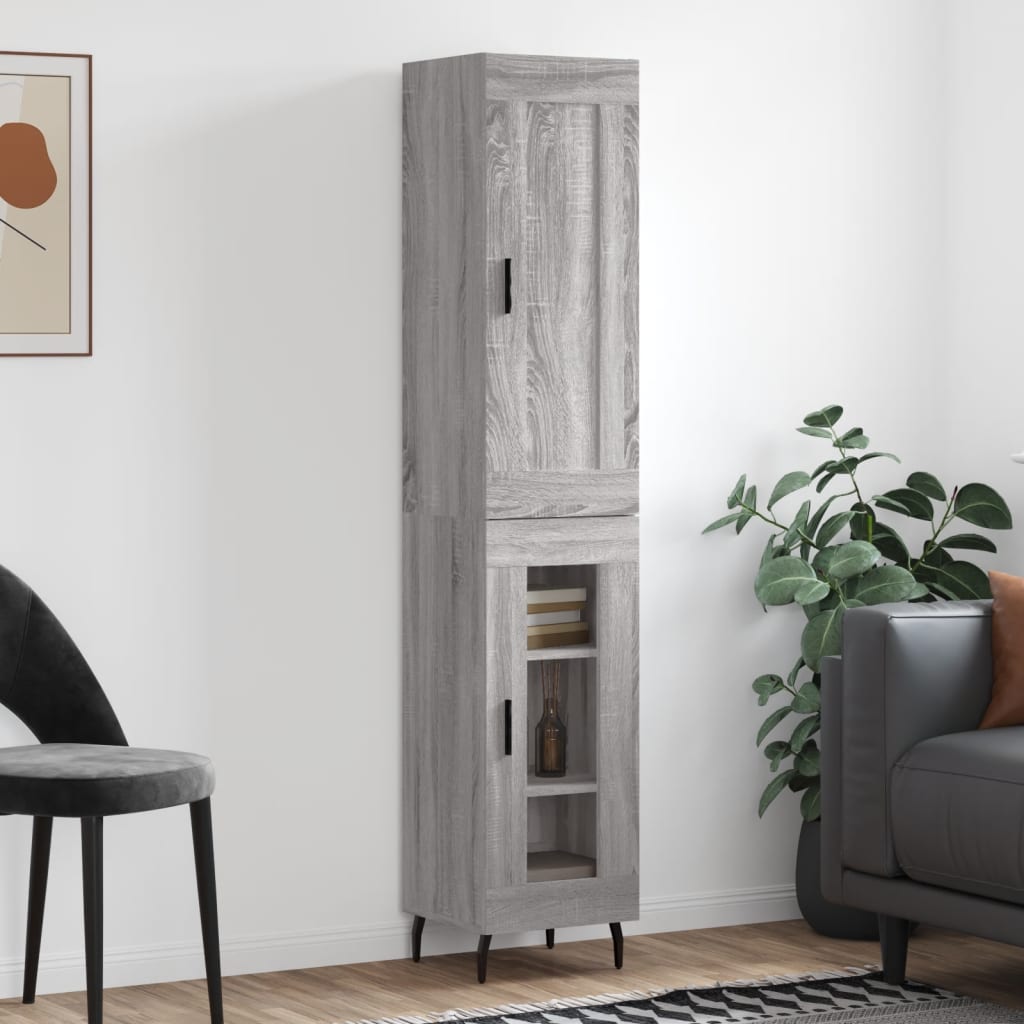 Dulap inalt, gri sonoma, 34,5x34x180 cm, lemn prelucrat — imaginea 2