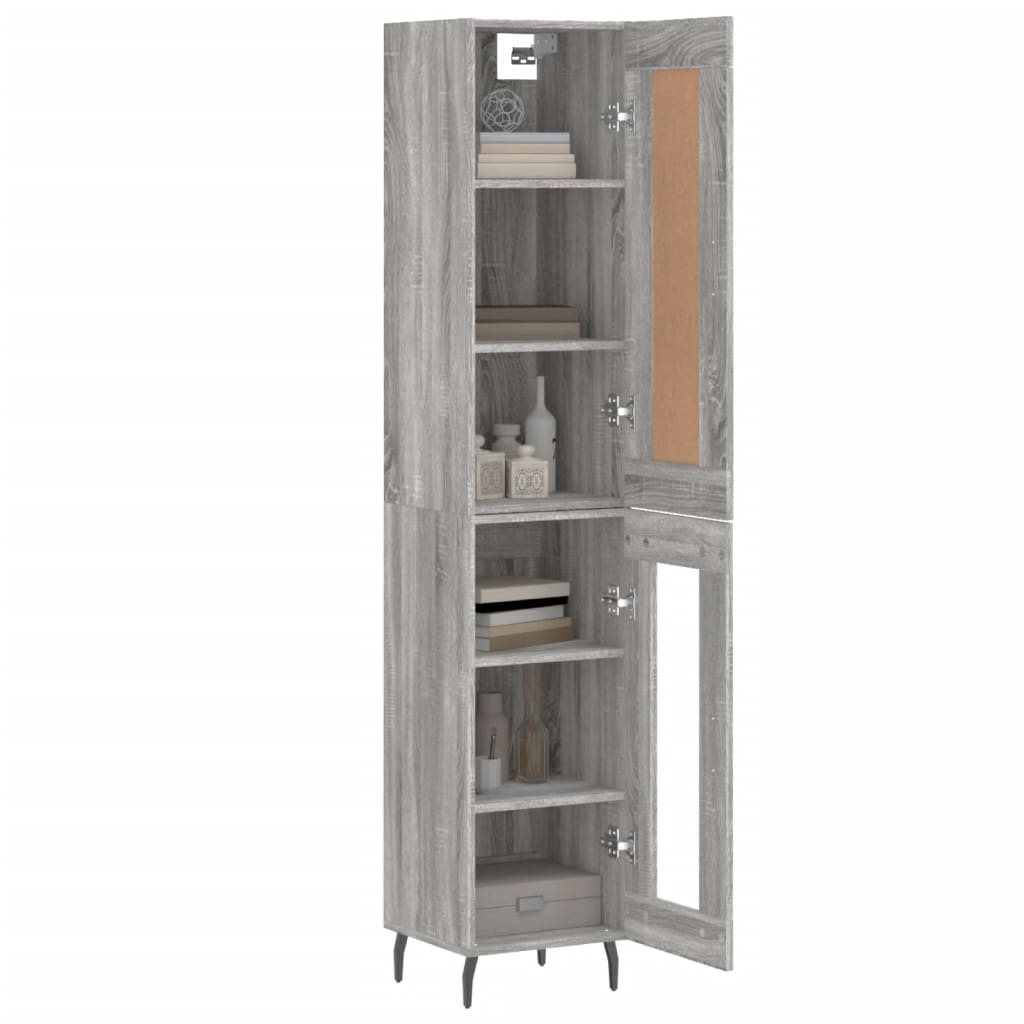 Dulap inalt, gri sonoma, 34,5x34x180 cm, lemn prelucrat — imaginea 3