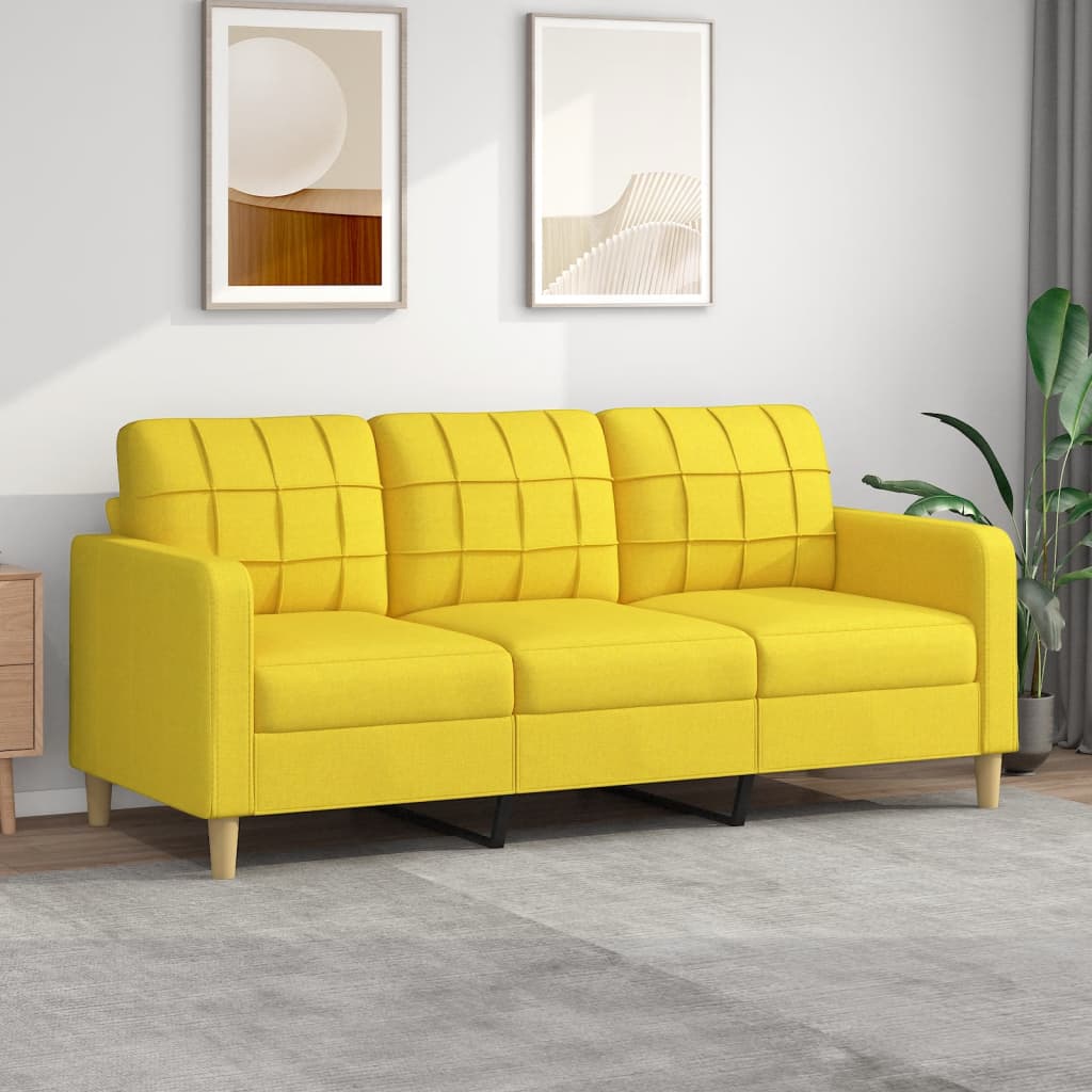 Canapea cu 3 locuri, galben deschis, 180 cm, material textil — imaginea 2